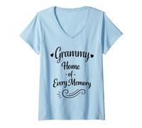 Donna Grammy Home of Every Memory - Orgoglioso Amorevole Famiglia Nonna Maglietta con Collo a V