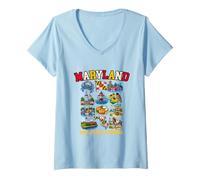 Donna Granchio Blu di Chesapeake bay del Maryland Small State Big Pride Maglietta con Collo a V