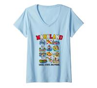 Donna Granchio Blu di Chesapeake bay del Maryland Small State Big Pride Maglietta con Collo a V