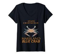 Donna Granchio del Crostaceo Callinectes sapidus del Territorio del Maryland Maglietta con Collo a V