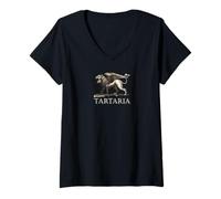 Donna GRAND TARTARIA INDIPENDENTE BANDIERA TARTARIA FANGO INONDARE ATLANTIS Maglietta con Collo a V
