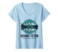 Donna Grand Teton National Park Maglietta con Collo a V
