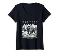 Donna Grand Teton National Park Salva i nostri parchi non profitti Alt US Maglietta con Collo a V