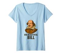 Donna Grande Bella Bill Shakespeare Divertente Gioco di parole letterario Maglietta con Collo a V
