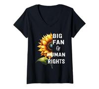 Donna Grande Fan dei Diritti Umani protesta difendere l'uguaglianza retrò Floreale Maglietta con Collo a V