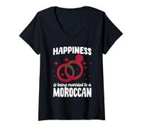 Donna Grande Matrimonio Marocchino dicendo Marocco Moglie Marito Maglietta con Collo a V