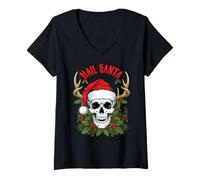 Donna Grandine Babbo Natale Spaventoso Pesante pagano solstizio Gotico Maglietta con Collo a V