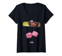 Donna Grasso Rosa Ladies Dadi Sandy in Specchio Maglietta con Collo a V