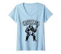 Donna Grassquatch! Sasquatch Bluegrass Banjo Bigfoot Retro Maglietta con Collo a V
