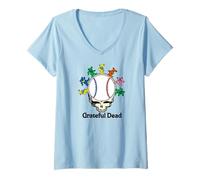 Donna Grateful Dead Baseball Bears Maglietta con Collo a V