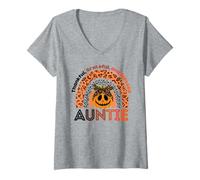 Donna Grato e Benedetto Zia Zucca Leopardo Arcobaleno Maglietta con Collo a V