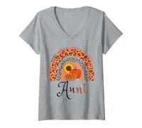 Donna Grato e Benedetto Zia Zucca Leopardo Arcobaleno Maglietta con Collo a V