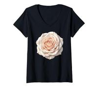 Donna Grazia in Bianco - Il linguaggio delle Rose Maglietta con Collo a V