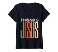 Donna Grazie Gesù Cristiano Dio Amore Fede Uomini Donne Ragazze Ragazzi Maglietta con Collo a V