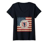 Donna Graziosa maglietta da donna con bandiera statunitense con grafica patriottica Maglietta con Collo a V