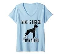 Donna Great Dane Dog Mine Is Bigger Than Your Great Dane Mamma papà Maglietta con Collo a V