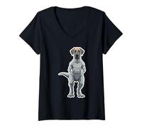 Donna Great Dane T Rex Dinosaursaur Divertente Maglietta con Collo a V
