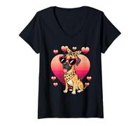 Donna Great Dane Valentines Day Maglietta con Collo a V