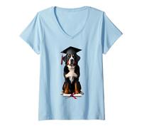 Donna Greater Swiss Mountain Dog - Cappello per diploma di laurea Maglietta con Collo a V