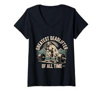 Donna Greatest Deadlifter of all Time Gym Religious Workout - Maglietta con Collo a V