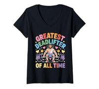 Donna Greatest Deadlifter of all Time Gym Religious Workout - Maglietta con Collo a V