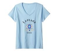 Donna Grecia Ricordo di Lefkada / Lefkada Maglietta con Collo a V