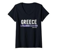 Donna Greece Flag | Greek Vintage Distressed Maglietta con Collo a V