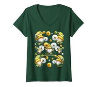 Donna Green Dandelion Gnomes For Garden Mom Floral Flower Pattern Maglietta con Collo a V