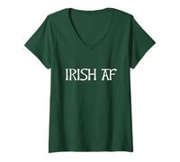 Donna Green Irish AF St Paddy's Day Ireland Celtic Font Maglietta con Collo a V