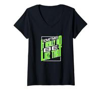 Donna Green It Do Be Like That Green Graphic Maglietta con Collo a V