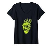 Donna Green Skull Gothic Dark Art Men - Rock Biker Gift Maglietta con Collo a V