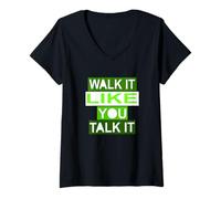 Donna Green Walk/Talk IT Grafica verde Maglietta con Collo a V