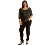 Donna Grembiule Top Plus Misura Pois Lamina Brillantini Party Girocollo Camicia