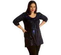 Donna Grembiule Top Plus Misura Pois Lamina Brillantini Party Girocollo Camicia