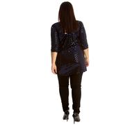 Donna Grembiule Top Plus Misura Pois Lamina Glitter Festa Rotondo Collo Camicia