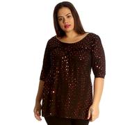 Donna Grembiule Top Plus Misura Pois Lamina Glitter Festa Rotondo Collo Camicia