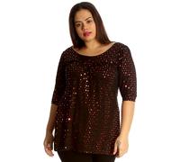 Donna Grembiule Top Plus Misura Pois Lamina Glitter Festa Rotondo Collo Camicia