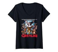 Donna Gremlins Movie Poster Mogwai Mix Maglietta con Collo a V