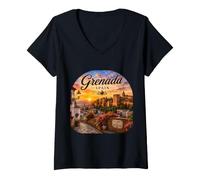 Donna Grenada Spagna Andalusia Alhambra Palace, Tapas Maglietta con Collo a V