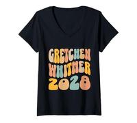 Donna Gretchen Whitmer 2028 per le elezioni del presidente Wavy Groovy Maglietta con Collo a V