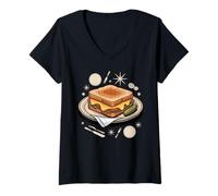 Donna Grilled Cheese Comfort Food Classic Melt Lover Maglietta con Collo a V