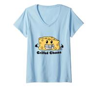 Donna Grilled Cheese Maglietta con Collo a V