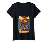 Donna Grilled To Perfection Sandwich Cheese Maglietta con Collo a V