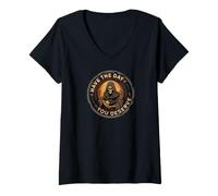 Donna Grim Reaper Death Funny Sugar Candy Halloween Maglietta con Collo a V