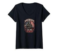Donna Grim Reaper Death Skeleton Halloween American Flag Maglietta con Collo a V