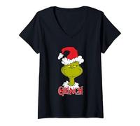 Donna Grinch - Il Sorriso dei Grinchmas Maglietta con Collo a V, Nero, L