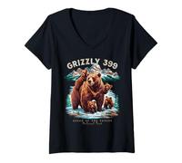 Donna Grizzly 399 Bear Lovers Queen of the Tetons National Park Maglietta con Collo a V