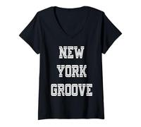 Donna Groove di New York Maglietta con Collo a V