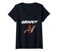Donna Groovy | 1990's Campy Cult Horror Movie Citazione Maglietta con Collo a V