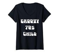 Donna Groovy 70s Bambino Maglietta con Collo a V
